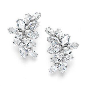 mariell shimmering Cubic Zirconia Marquis Cluster Bridal Earrings